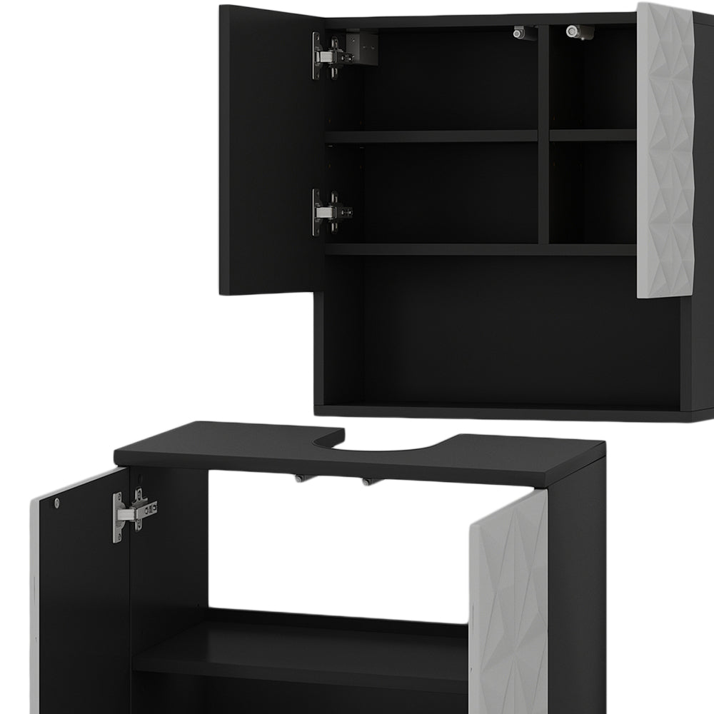 Vicco Set di mobili da bagno Nero 2 parti