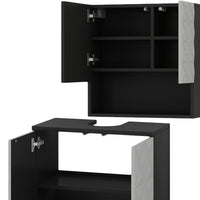 Vicco Set di mobili da bagno Nero 2 parti