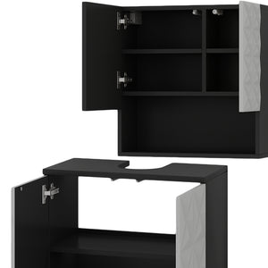 Vicco Set di mobili da bagno Nero 2 parti