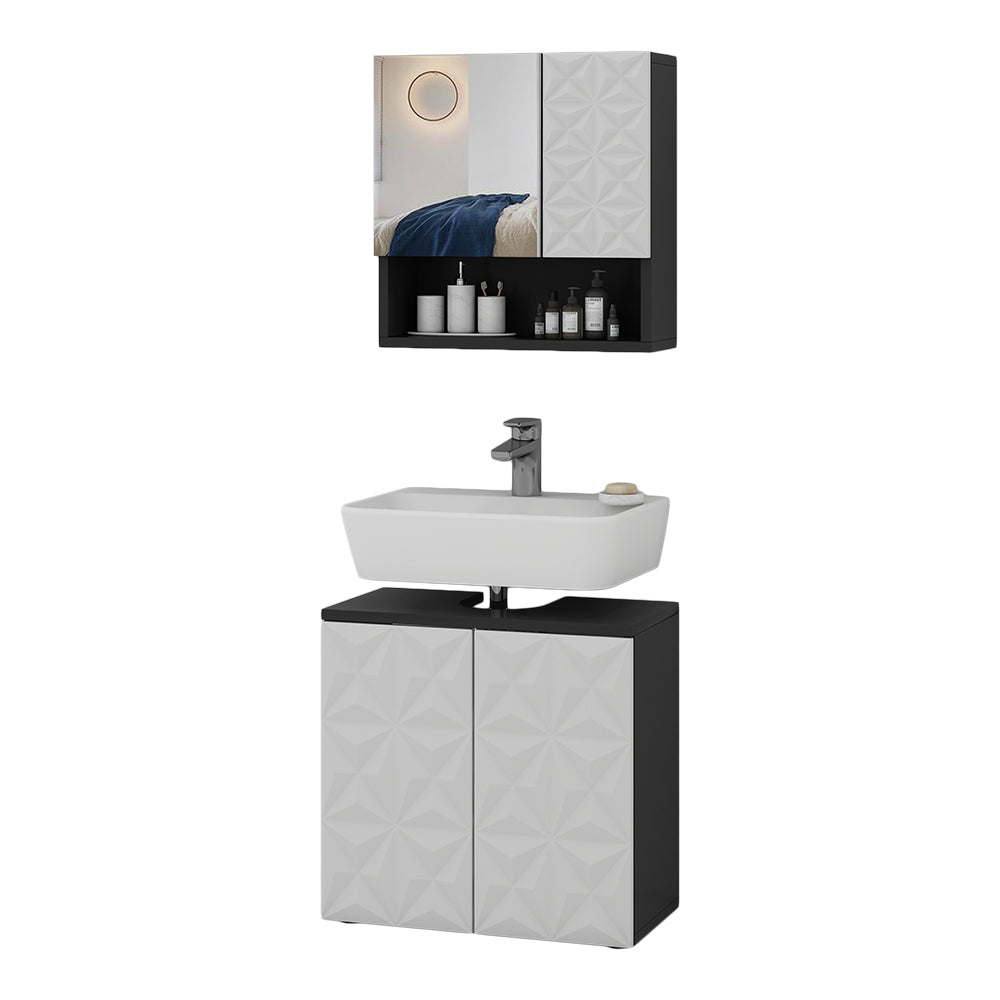 Vicco Set di mobili da bagno Nero 2 parti