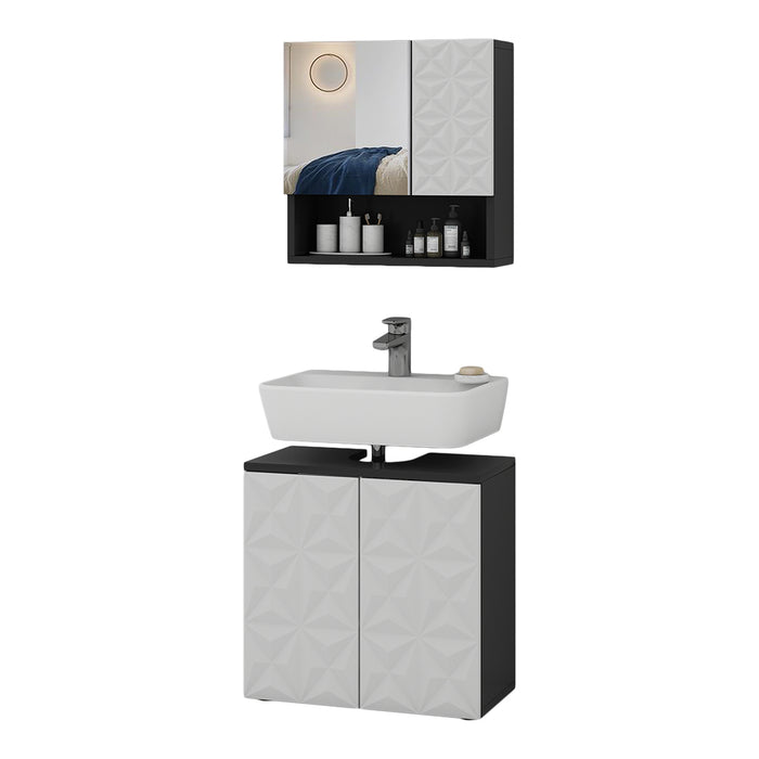 Vicco Set di mobili da bagno Nero 2 parti