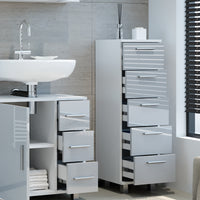 Vicco Cassettiera da bagno Bianco lucido 30 x 95 cm