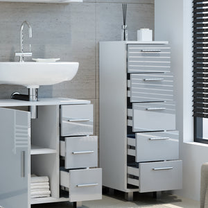 Vicco Cassettiera da bagno Bianco lucido 30 x 95 cm