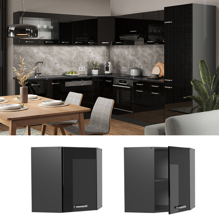 Vicco Mobile angolare da cucina Nero lucido 57 cm