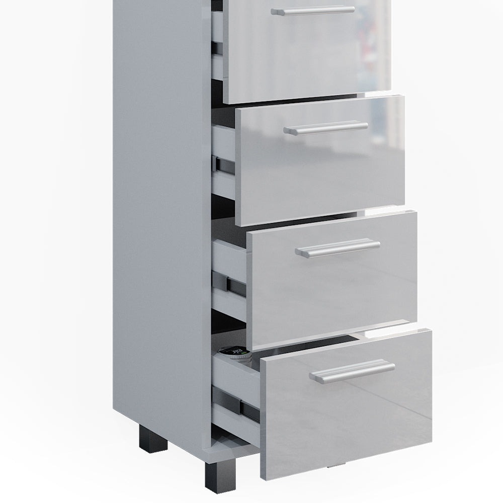 Vicco Cassettiera da bagno Bianco lucido 30 x 95 cm