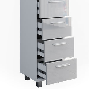 Vicco Cassettiera da bagno Bianco lucido 30 x 95 cm