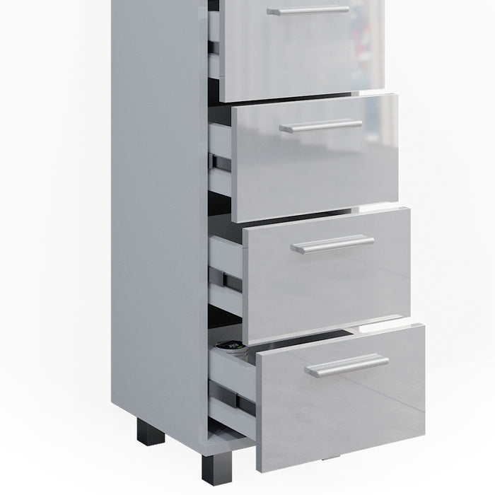Vicco Cassettiera da bagno Bianco lucido 30 x 95 cm