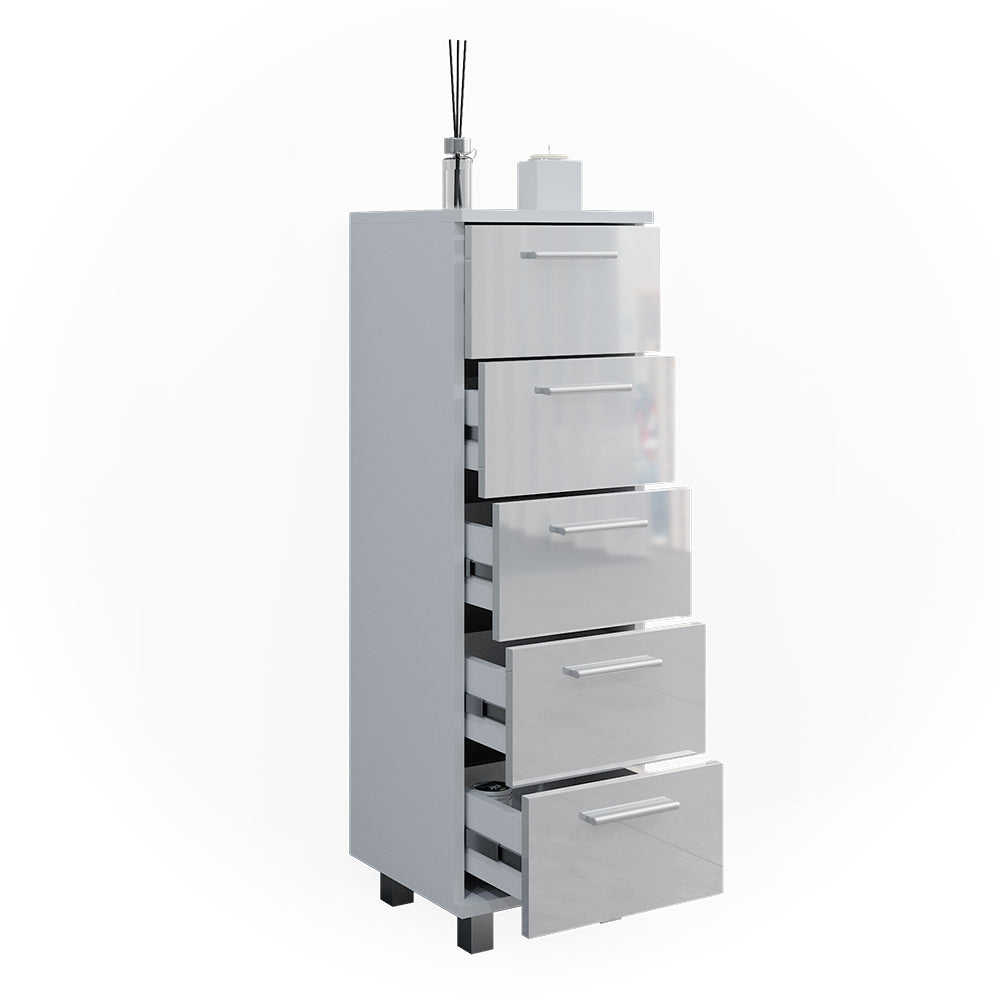 Vicco Cassettiera da bagno Bianco lucido 30 x 95 cm