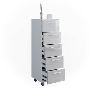 Vicco Cassettiera da bagno Bianco lucido 30 x 95 cm