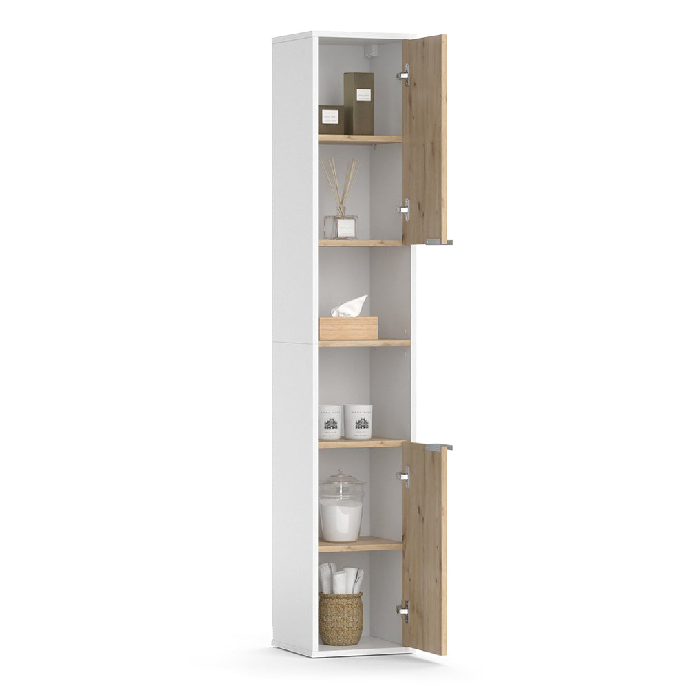 Vicco Armadio per il bagno Bianco 30 x 165 cm con ante e vani a giorno