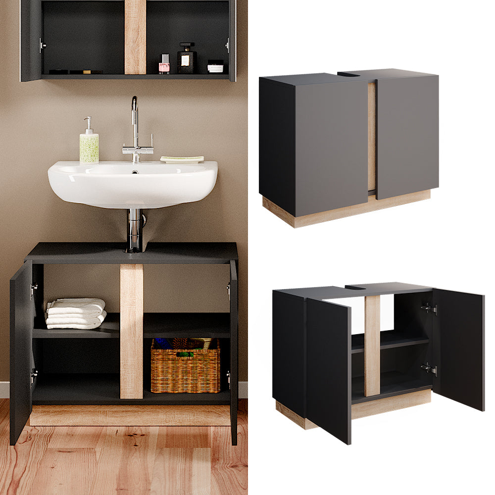 Vicco Mobile sottolavabo per bagno Antracite 70.4 x 55.5 cm con 2 porte