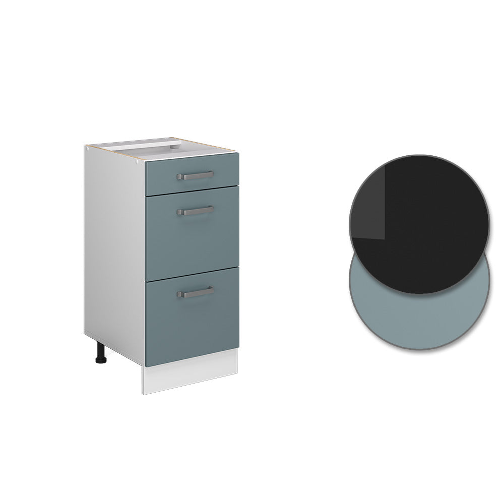 Vicco Mobiletto base per cucina Grigio-blu 40 cm con cassetti, senza piano di lavoro