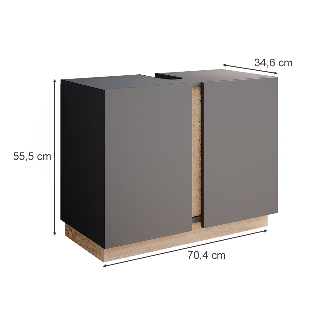 Vicco Mobile sottolavabo per bagno Antracite 70.4 x 55.5 cm con 2 porte