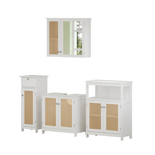 Vicco Set di mobili da bagno Bianco 4 pezzi, con armadio midi