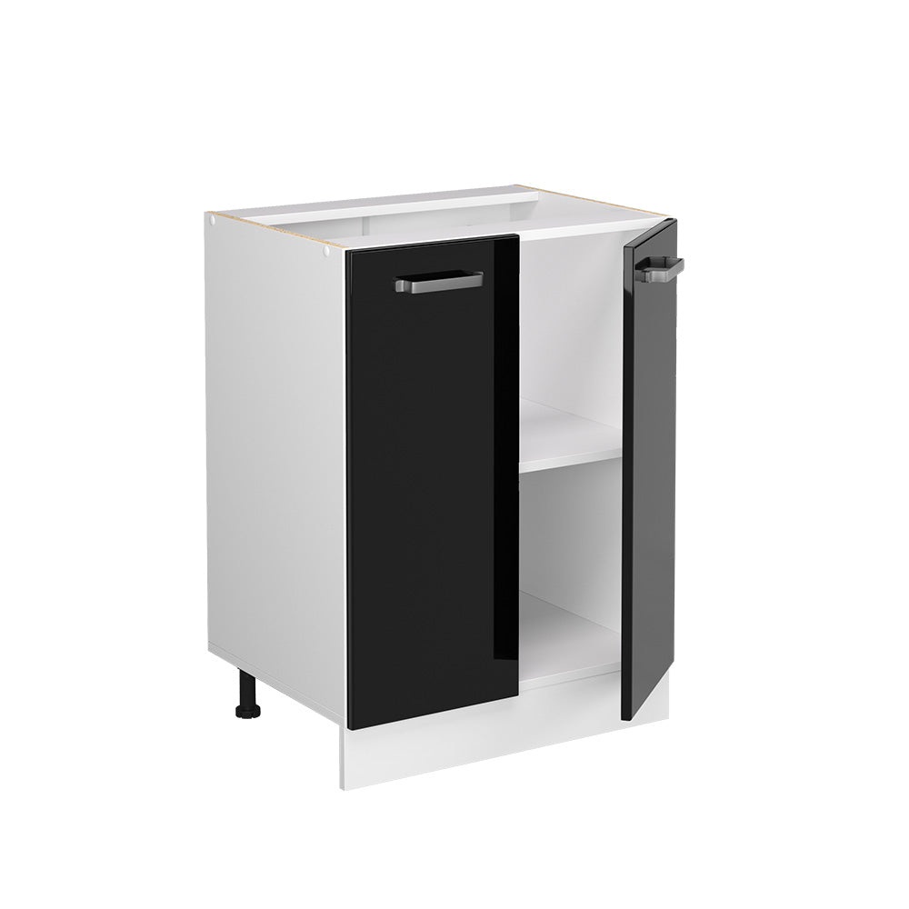 Vicco Mobiletto base cucina Nero lucido 60 cm senza piano di lavoro