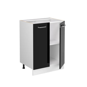 Vicco Mobiletto base cucina Nero lucido 60 cm senza piano di lavoro