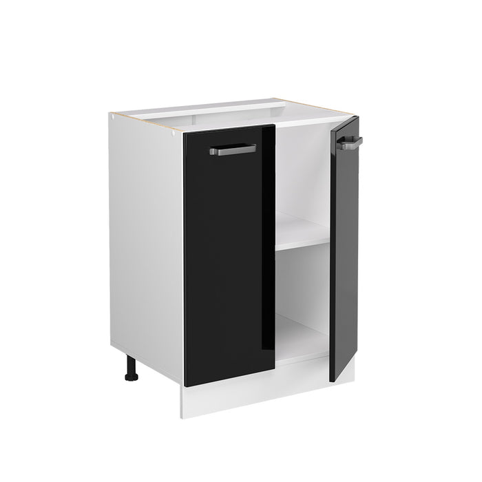 Vicco Mobiletto base cucina Nero lucido 60 cm senza piano di lavoro