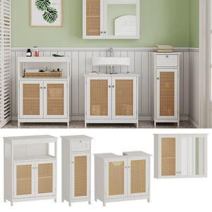 Vicco Set di mobili da bagno Bianco 4 pezzi, con armadio midi