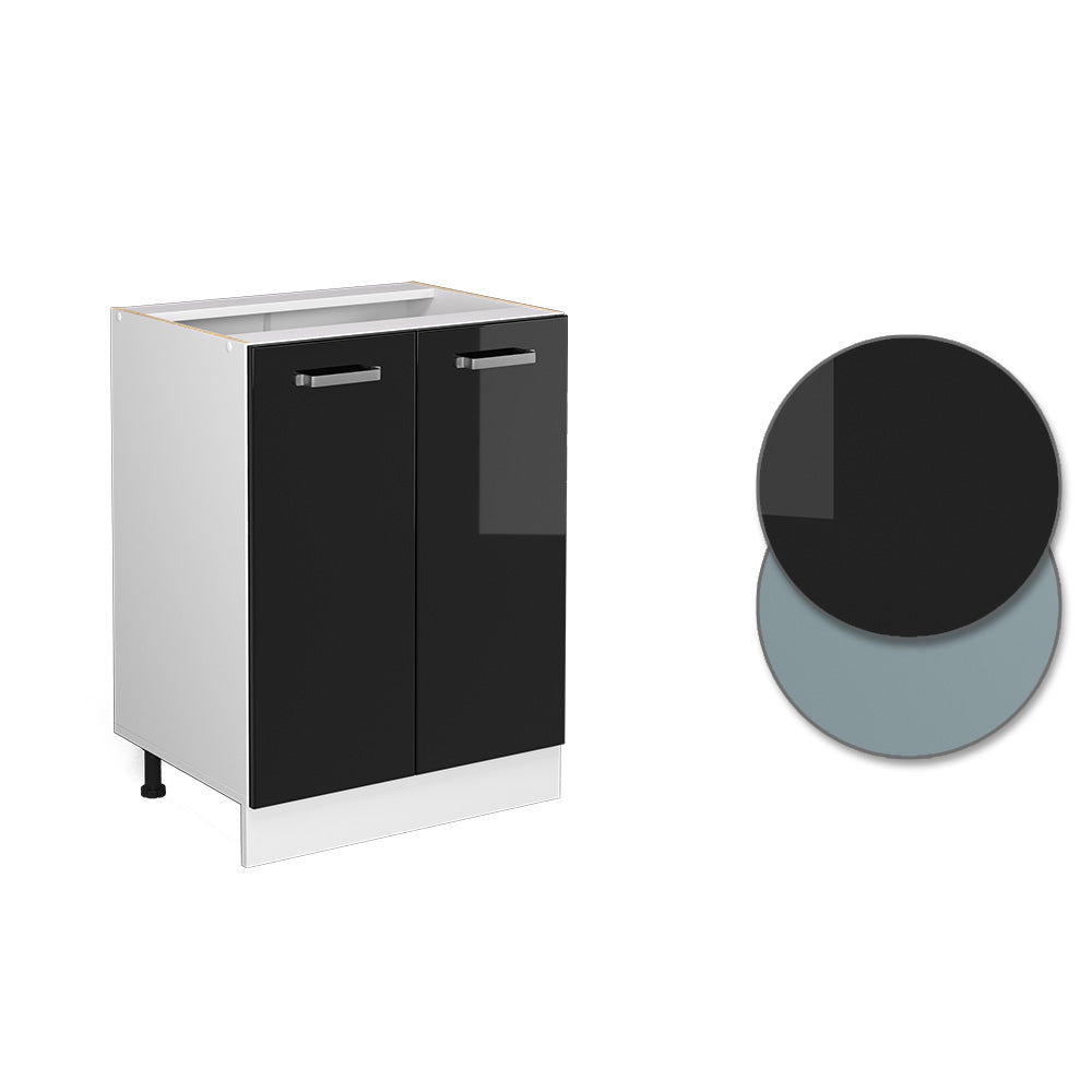 Vicco Base universale Nero lucido 60 cm con ante, senza piano di lavoro