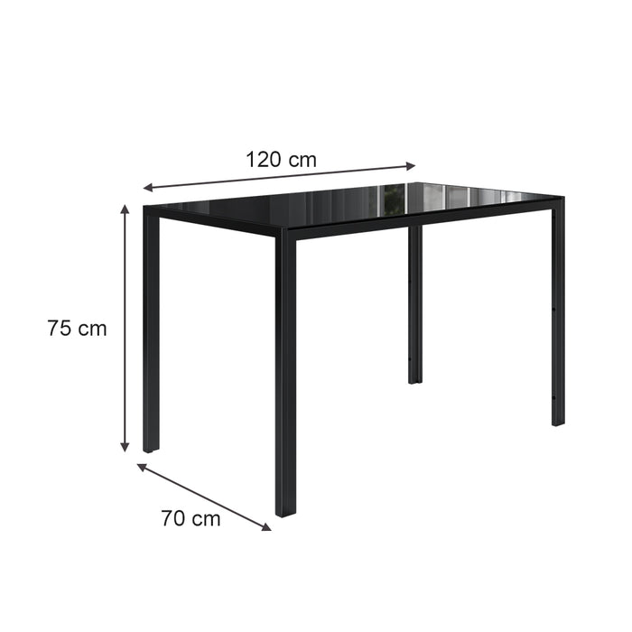 Vicco Tavolo da pranzo Nero 75 x 120 cm