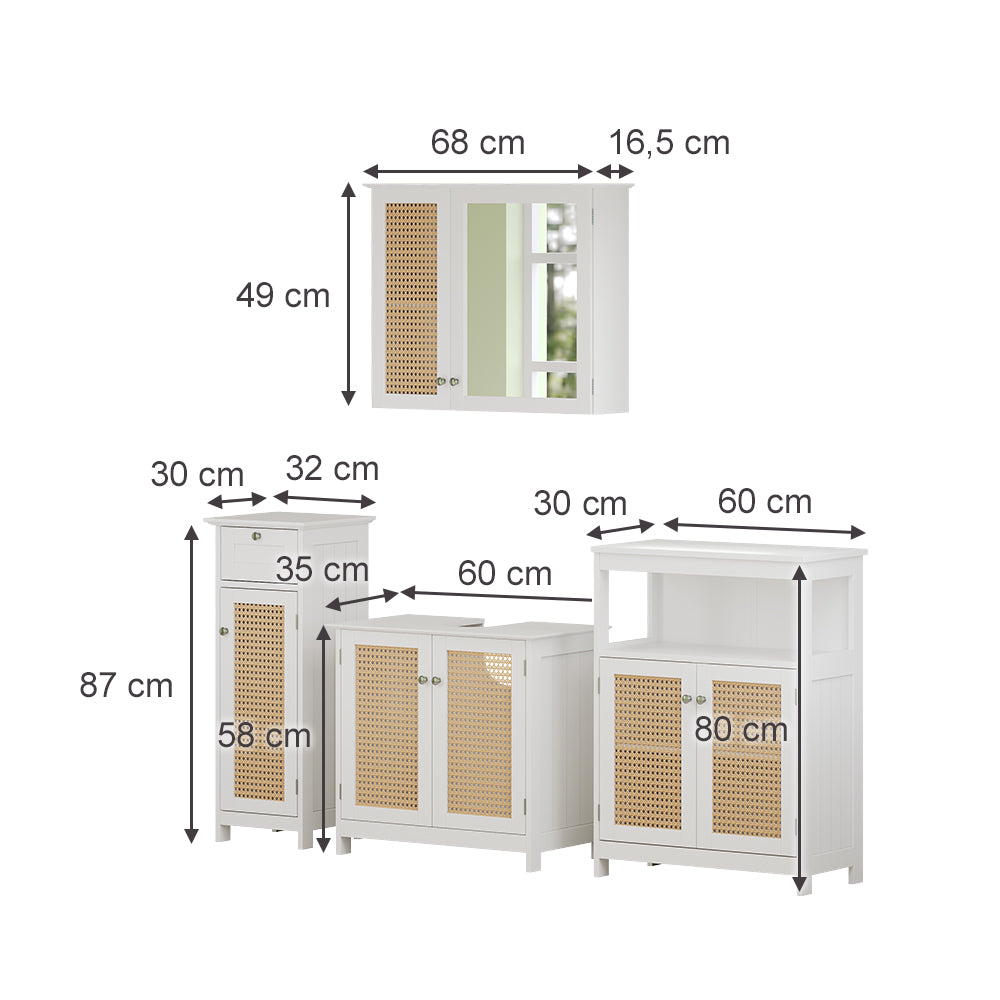 Vicco Set di mobili da bagno Bianco 4 pezzi, con armadio midi