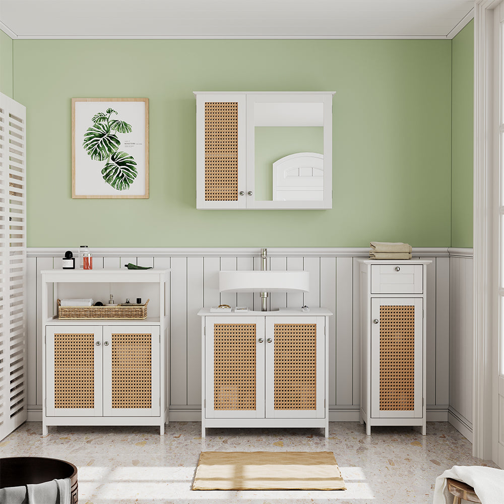 Vicco Set di mobili da bagno Bianco 4 pezzi, con armadio midi