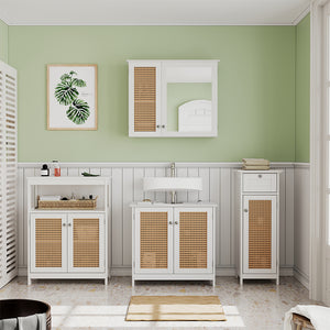 Vicco Set di mobili da bagno Bianco 4 pezzi, con armadio midi