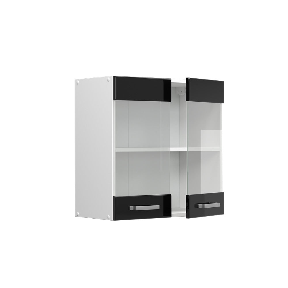 Vicco Mobile da cucina in vetro Nero lucido 60 cm