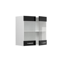 Vicco Mobile da cucina in vetro Nero lucido 60 cm