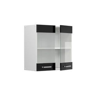 Vicco Mobile da cucina in vetro Nero lucido 60 cm