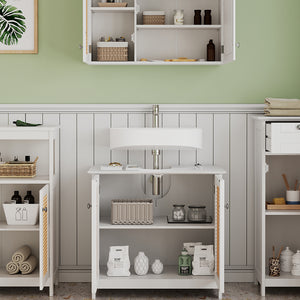 Vicco Set di mobili da bagno Bianco 4 pezzi, con armadio midi