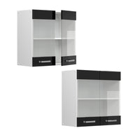 Vicco Mobile da cucina in vetro Nero lucido 60 cm