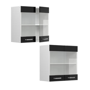 Vicco Mobile da cucina in vetro Nero lucido 60 cm