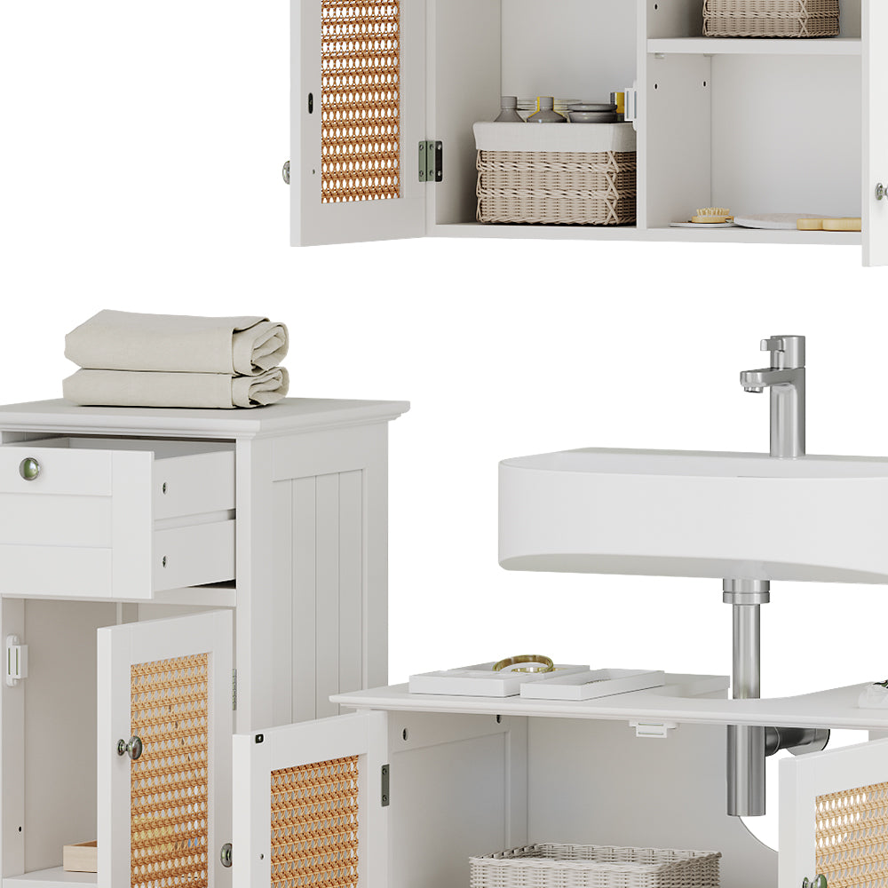 Vicco Set di mobili da bagno Bianco 4 pezzi, con armadio midi