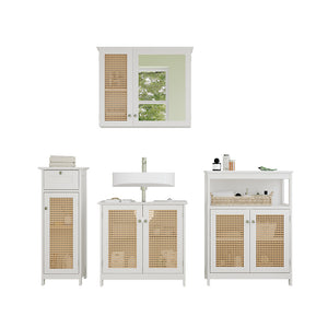 Vicco Set di mobili da bagno Bianco 4 pezzi, con armadio midi