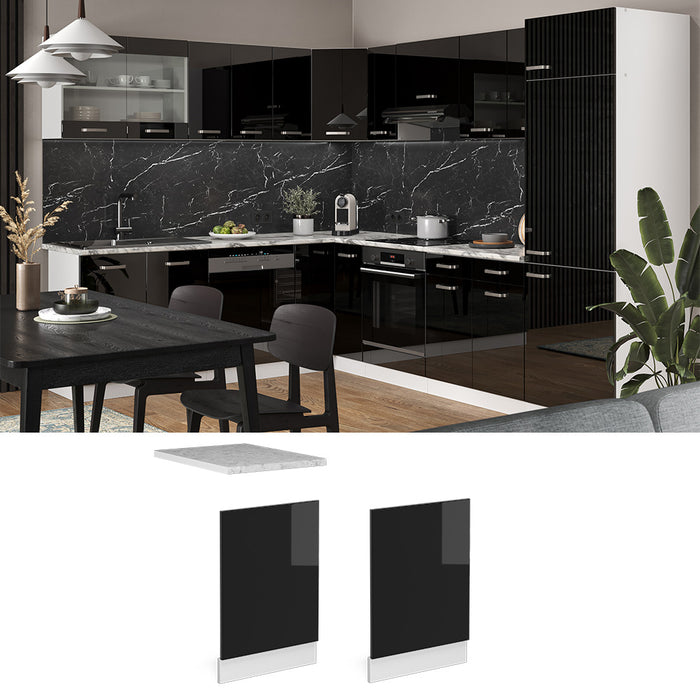 Vicco Pannello frontale Nero lucido 45 cm senza piano di lavoro