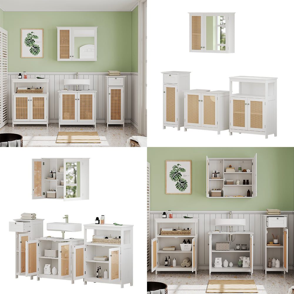 Vicco Set di mobili da bagno Bianco 4 pezzi, con armadio midi