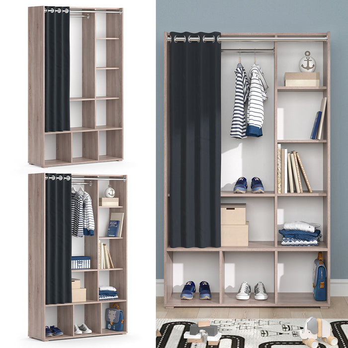 Vicco Guardaroba per bambini Sonoma 38 x 178.1 cm con appendiabiti a tenda
