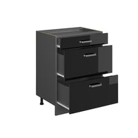 Vicco Mobiletto base per cucina Nero lucido 60 cm PL Marmo