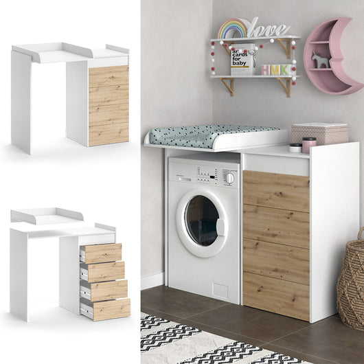 Vicco Mobile lavatrice Bianco 116 x 98 cm con 4 cassetti