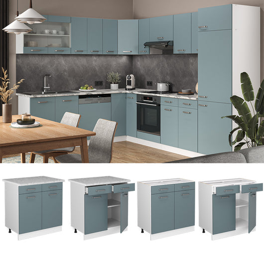 Vicco Mobiletto base per cucina Grigio-blu 80 cm , PL Rovere