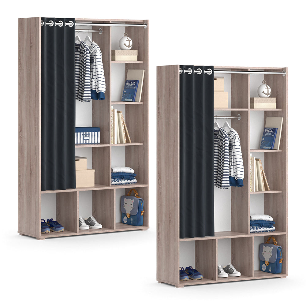 Vicco Guardaroba per bambini Sonoma 38 x 178.1 cm con appendiabiti a tenda