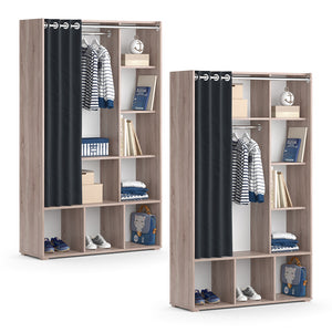 Vicco Guardaroba per bambini Sonoma 38 x 178.1 cm con appendiabiti a tenda