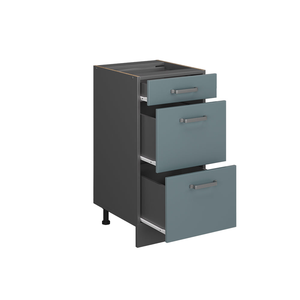 Vicco Mobiletto base per cucina Grigio-blu 40 cm con cassetti, PL Rovere