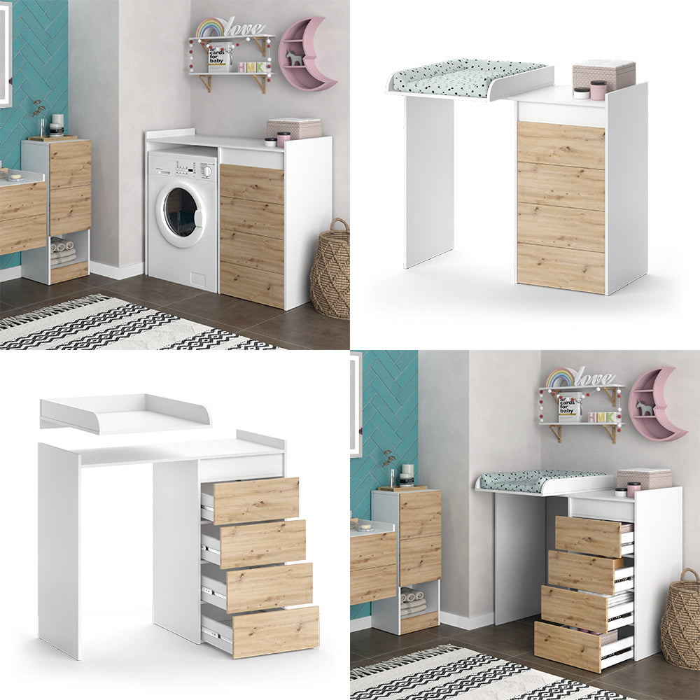 Vicco Mobile lavatrice Bianco 116 x 98 cm con 4 cassetti