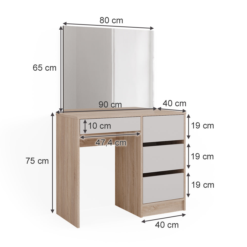 Vicco Tavolo da toeletta Sonoma 90 cm con specchio
