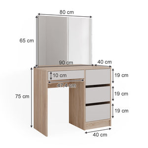 Vicco Tavolo da toeletta Sonoma 90 cm con specchio