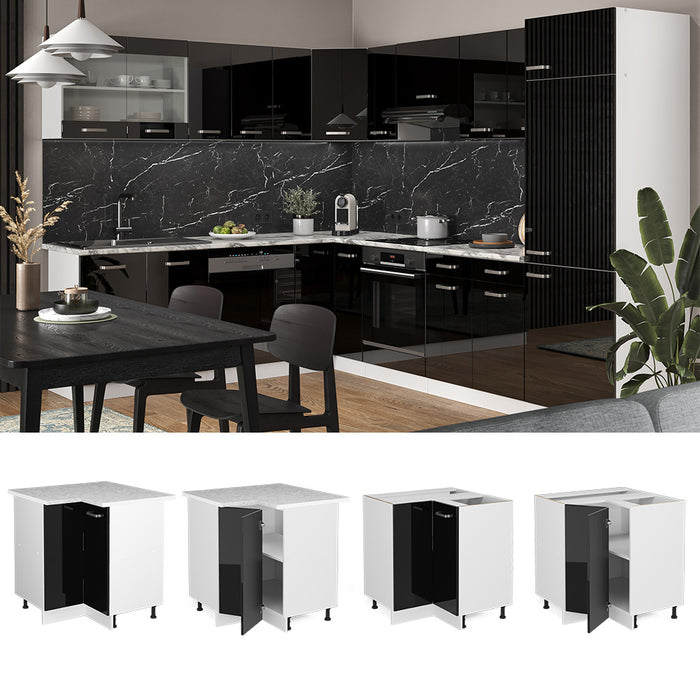Vicco Mobile ad angolo cucina Nero lucido 75.6 cm , PL Marmo