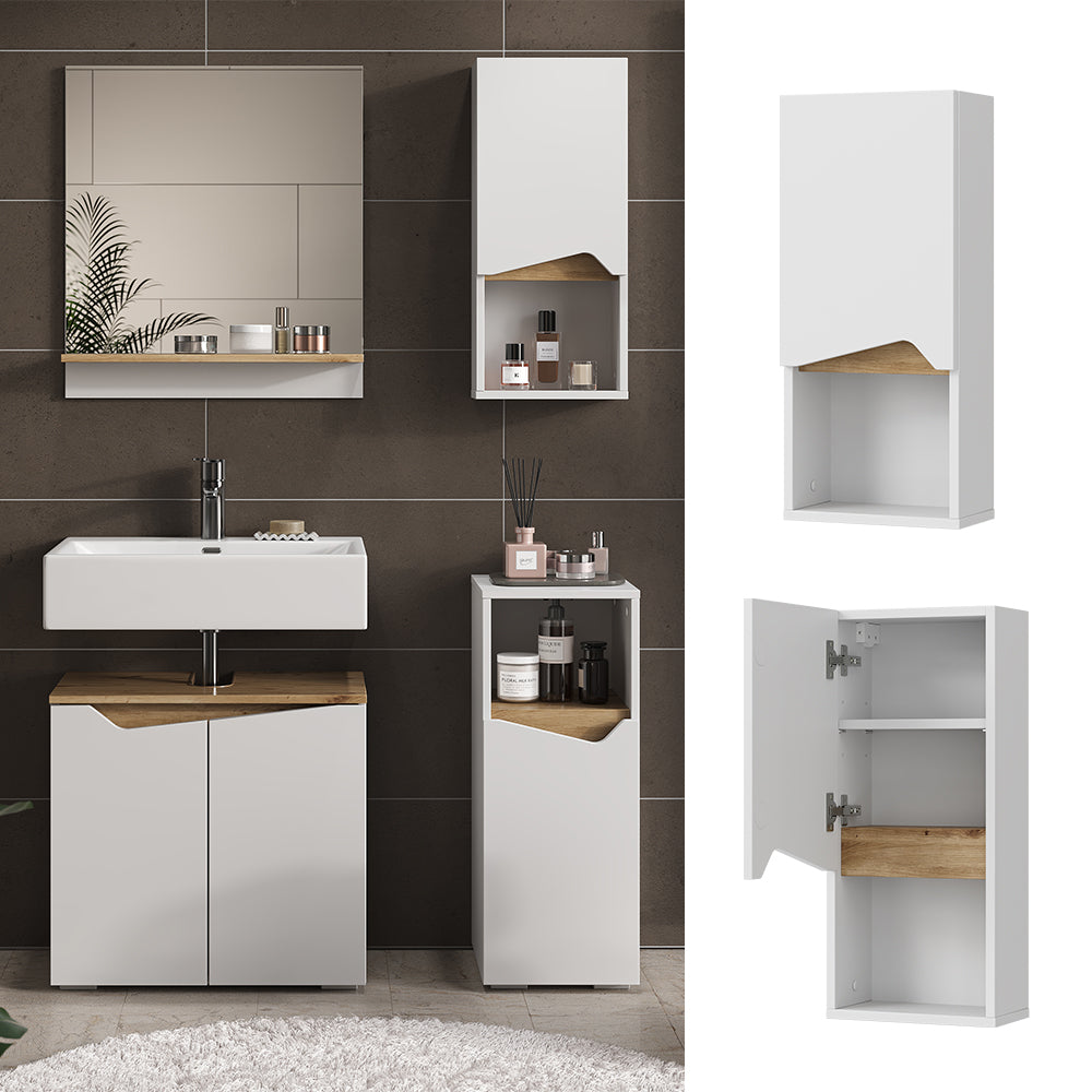 Vicco Mobile bagno Bianco 30 x 67 cm con porta e scomparto aperto