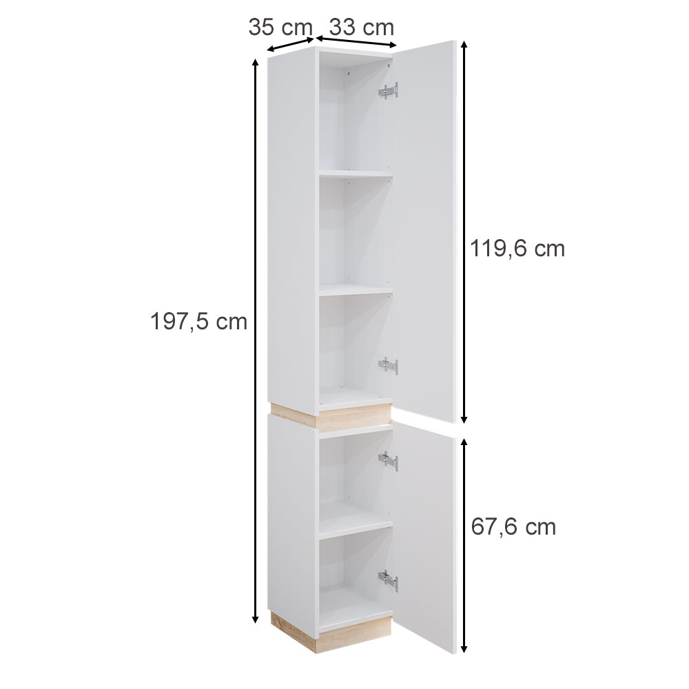 Vicco Armadio per il bagno Bianco 33 x 197.5 cm con 2 porte
